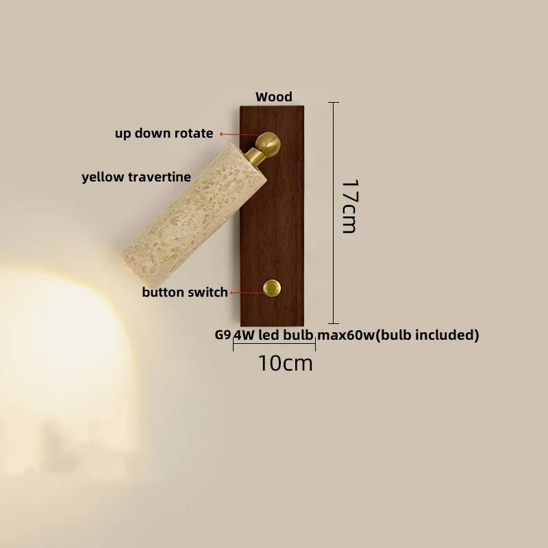 DecorBites™ Copper LED Wall Lamp: Modern Nordic Style Mirror Light with Travertine Switch