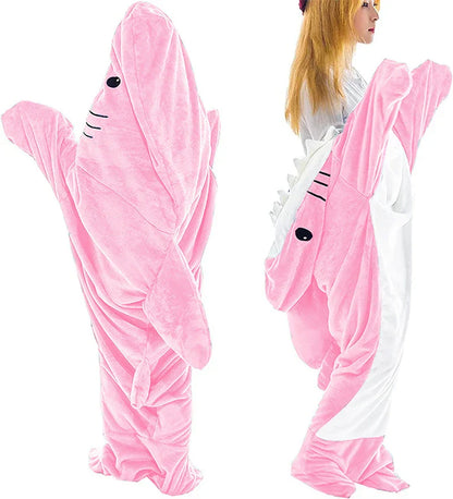 Decorbites™ Gemütliche Haifisch-Decke: Weiches Flanell, Verdickt, Warme Schoß-Schlafsack-Pyjamas