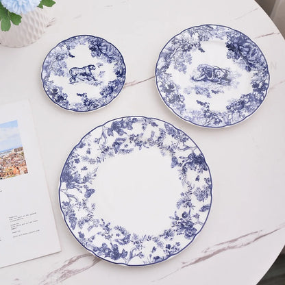 Decorbites™ Dschungel Bone China Dessertteller, Desserttablett, Snackteller - Tischgeschirr Besteck