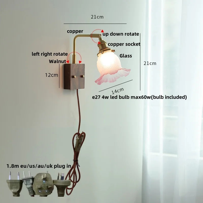 Brass Walnut Wall Sconce