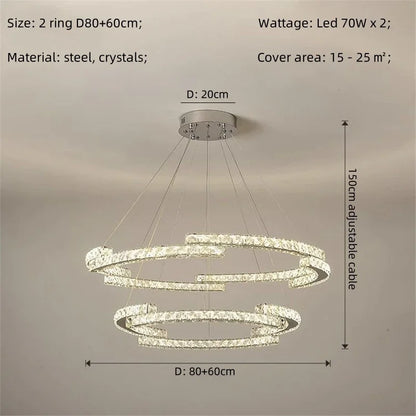 Decorbites™ Kristall-LED-Kronleuchter Anhängerleuchte Moderne Luxus-Eingangshalle Deckenlampe