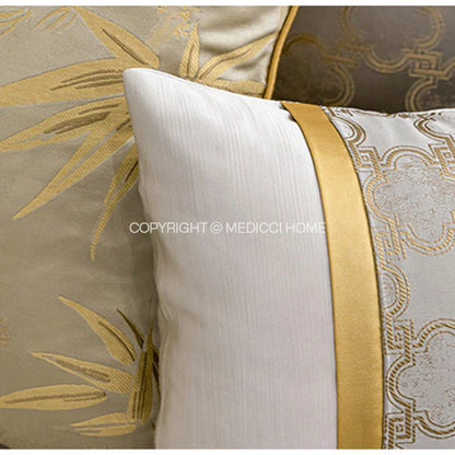 Decorbites™ Gold Quatrefoil Geometrisches Jacquard-Kissenbezug – Luxuriöse Wohnraumausstattung