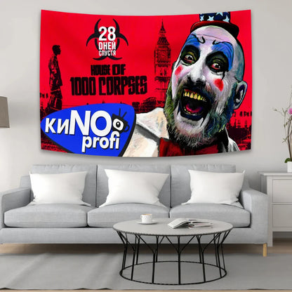 Decorbites™ Horror-Film-Gobelin Halloween-Vorhänge – Psychedelische Heimdekoration Wand-Leinwand