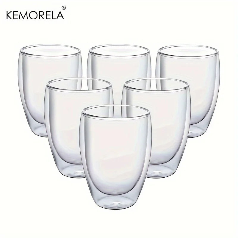 Decorbites™ Doppeltwandige Glas-Kaffeetassen – Isolierte Espressoglasbecher für Cappuccino, Latte, Tee und Milch