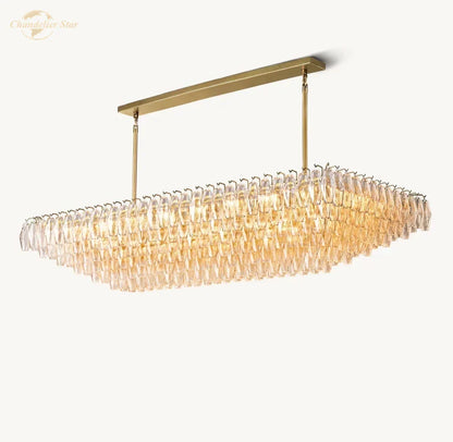 DecorBites™ Clear Glass Tiered Rectangle Chandelier Pendant Light