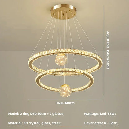 Decorbites™ Kristall-LED-Kronleuchter: Moderne Pendelleuchten für das Wohnzimmer, Glasglobus-Hängeleuchte