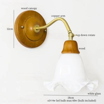 Decorbites™ Französische Vintage Kupferglas LED Wandleuchte für Schlafzimmer Wohnzimmer Spiegel