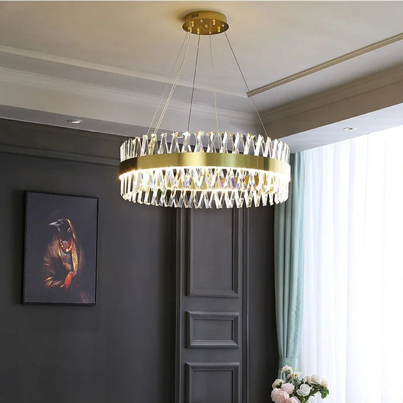 Gold Rectangle Crystal Chandelier L100cm LED