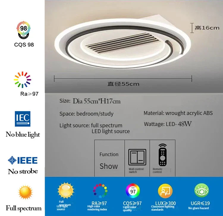 Decorbites™ LED-blattloser Deckenventilator mit Fernbedienung für modernes Wohnzimmer
