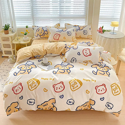 DecorBites™ Cotton Printed Bedding Set: Cozy, Breathable, All Seasons Comforter Set