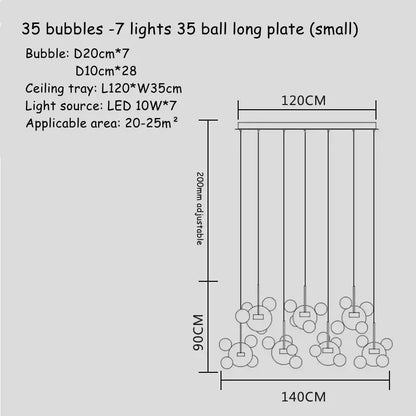 DecorBites™ Glass Bubble Chandelier: Modern Art Deco Customized Indoor Decor Light