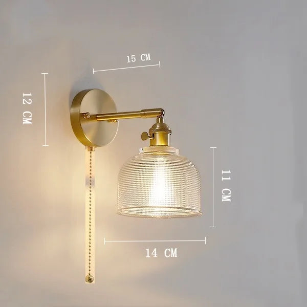 Decorbites™ Klar-Glas-LED-Wandlampe mit Kupfer-Zugschalter Moderne Wandlampe