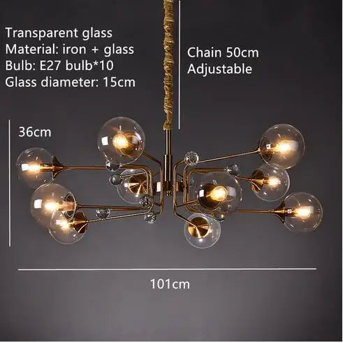 Decorbites™ Glas-Blase-Kronleuchter: Vintage-Industrial-Lampe für Wohnzimmer, Küche und Kücheninsel