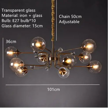 Decorbites™ Glas-Blase-Kronleuchter: Vintage-Industrial-Lampe für Wohnzimmer, Küche und Kücheninsel