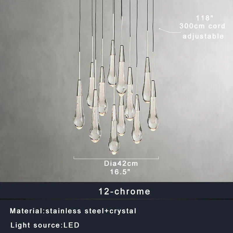 DecorBites™ Crystal Water-drop Chandelier Light Fixture - Luxury Stairwell Decor