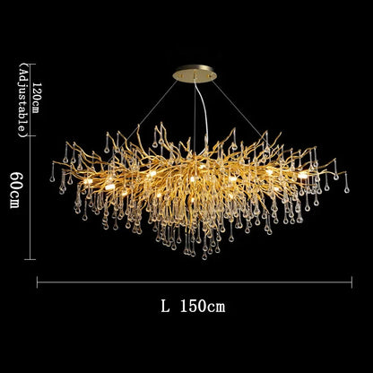 Decorbites™ Goldener Ast-Kristall-Lüster – Luxuriöse Dekoration für Wohnzimmer & Hotelfoyers
