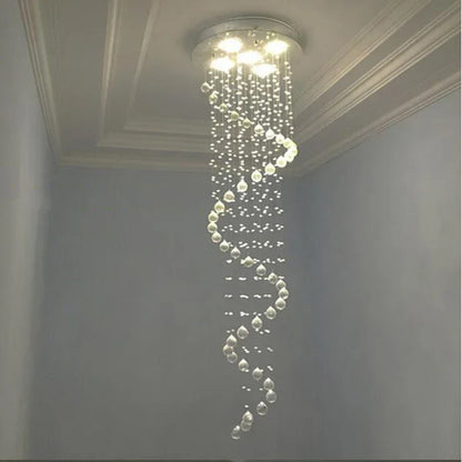 DecorBites™ Crystal Staircase Chandelier Light Fixture | Luxury Hotel Villa Bedroom Hanging Lamp