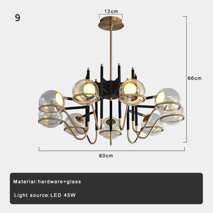 Decorbites™ Klare Glas-Kugel-Deckenpendellampe Luxuriöse Nordische Pendelleuchte Schwarz Gold Dimmbare