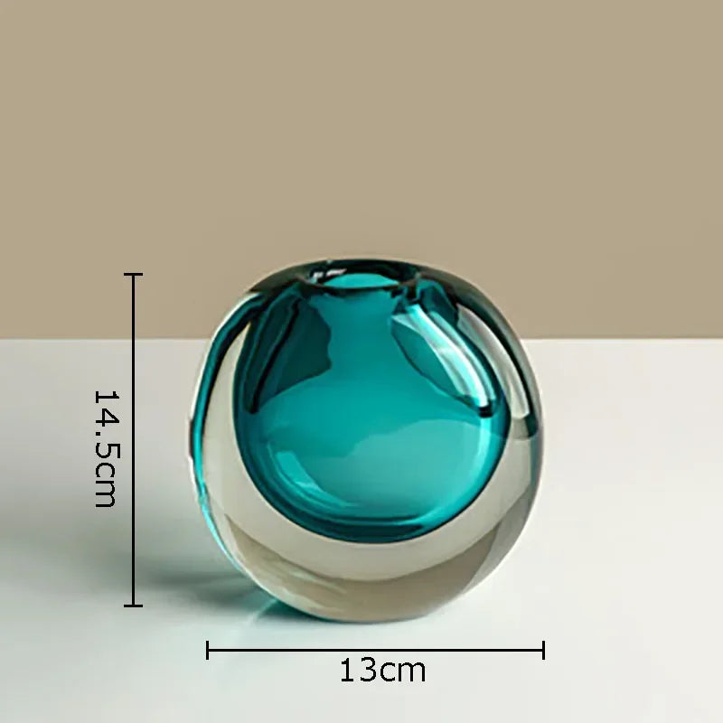 Decorbites™ Elegante 2-Farben-Glasvase mit Kunstblumen für modernes Wohnraumausstattung