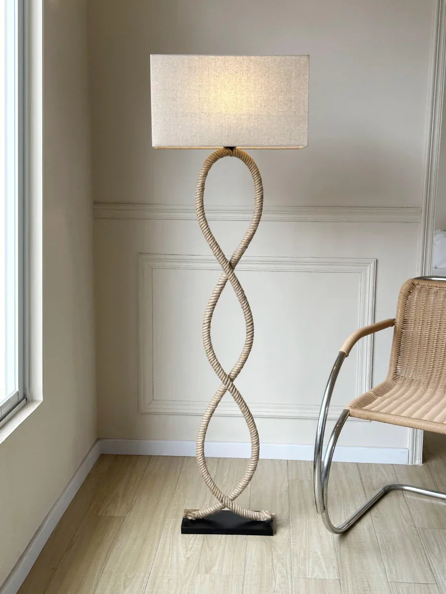 Decorbites™ Hanfseil-Stoffschirm LED Stehlampe für die Einrichtung zu Hause