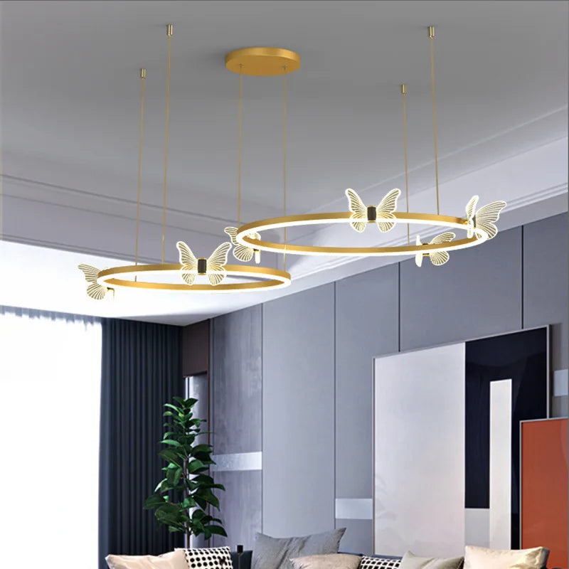 Gold Butterfly LED Chandelier For Bedroom
