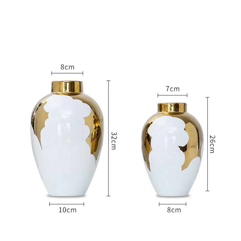 Gold White Ceramic Vase