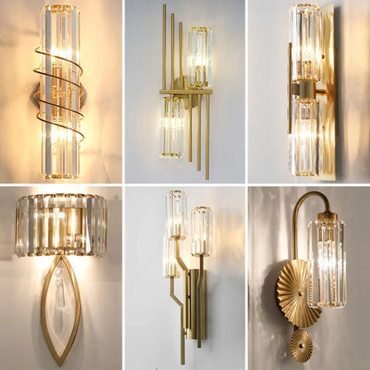 DecorBites™ Crystal Gold Wall Lamp for Luxurious Living Room and Bedroom Lighting