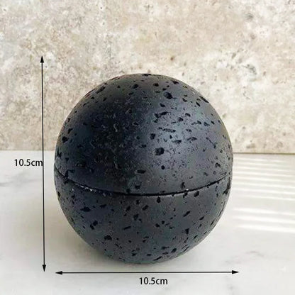 DecorBites™ Beige Travertine Sphere Incense Burner - Natural Marble Stone Religious Ornament