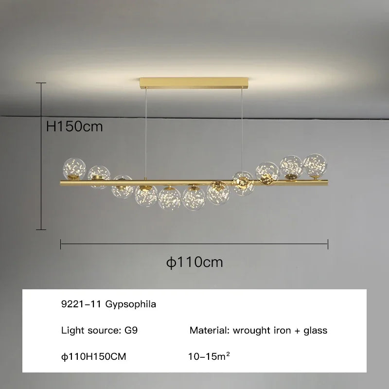 DecorBites™ Glass Ball G9 LED Chandelier for Dining Room, Kitchen, Office & Front Desk