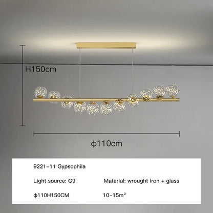 DecorBites™ Glass Ball G9 LED Chandelier for Dining Room, Kitchen, Office & Front Desk