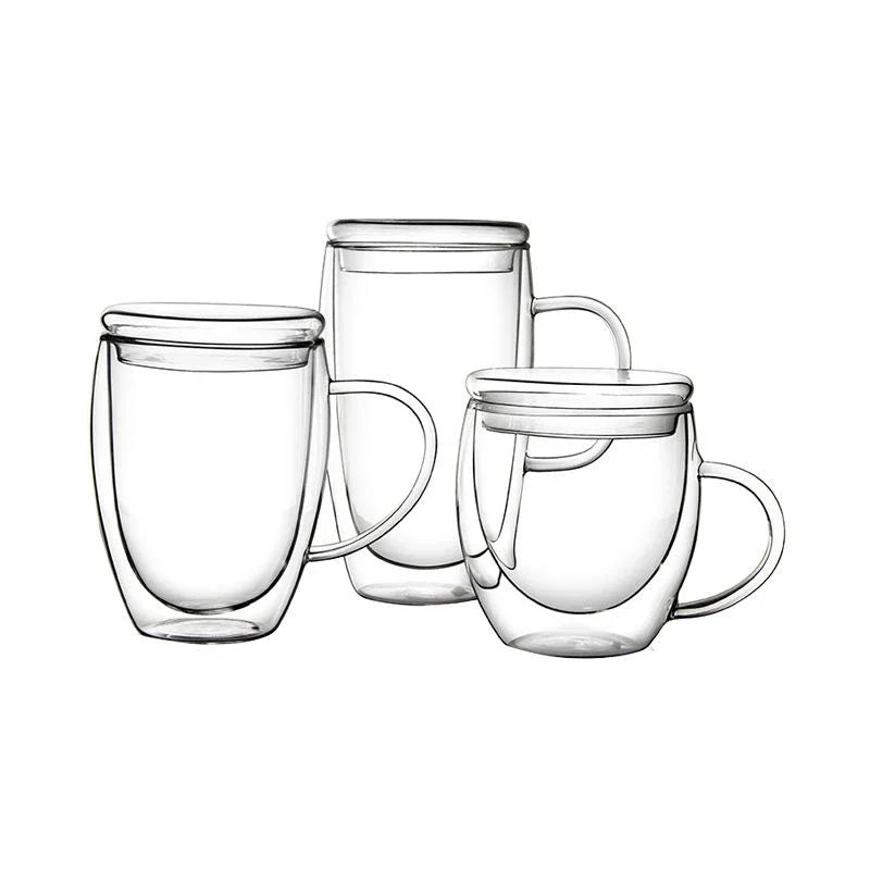 Decorbites™ Doppelwand-Tumbler-Set: Bier-Whiskey-Wein-Gläser Teebecher Kaffeetasse mit Deckel