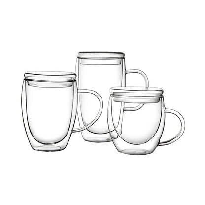 Decorbites™ Doppelwand-Tumbler-Set: Bier-Whiskey-Wein-Gläser Teebecher Kaffeetasse mit Deckel
