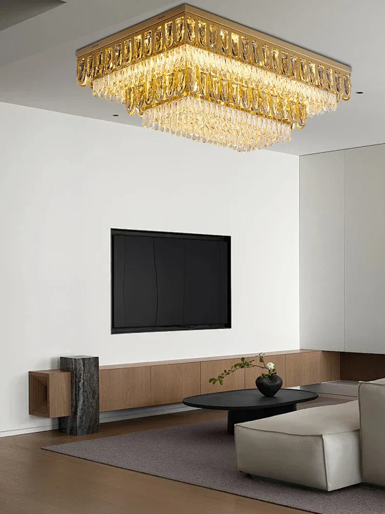 DecorBites™ Crystal Round Ceiling Chandelier for Modern Room Decor, Luxury Lamps - 2025 Lumens