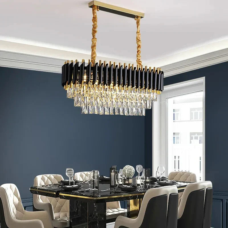 DecorBites™ Crystal LED Pendant Chandelier for Modern Living Spaces