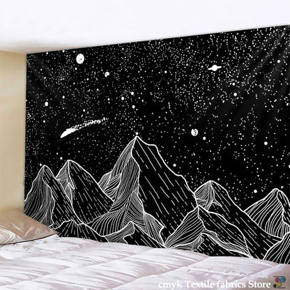 Decorbites™ Schwarz-Weiß-Sterne-Mandalas-Tapisserie - Wohnraumausstattung