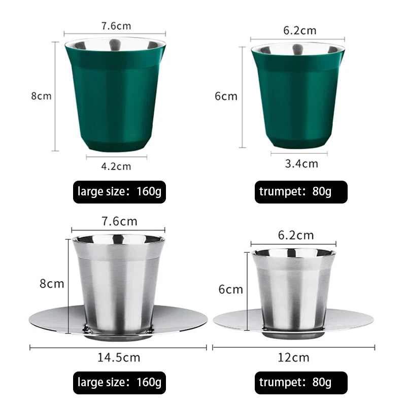 Decorbites™ Doppeltwandige Espressotassen, Isolierter Kaffeebecher, Unzerbrechlicher Edelstahlbecher