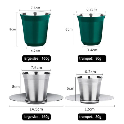 Decorbites™ Doppeltwandige Espressotassen, Isolierter Kaffeebecher, Unzerbrechlicher Edelstahlbecher