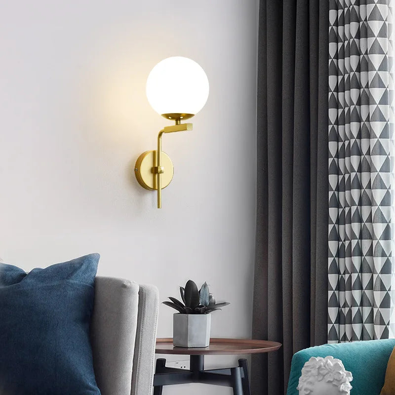 Decorbites™ Glas-Kugel-LED-Wandleuchte Moderne Wandlampe Nachttischleuchte Vintage-Loft Gold Schwarz