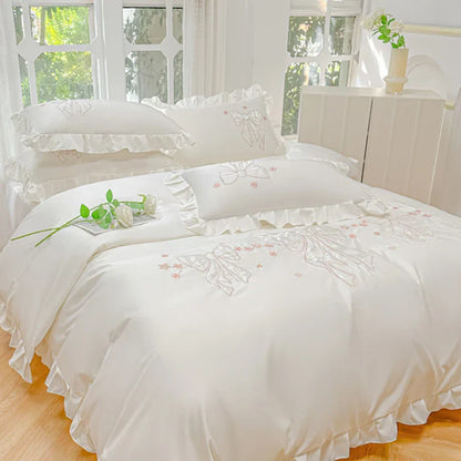 Decorbites™ Eis-Seide-Bestickte Rüschen-Bettwäsche-Set mit kühlendem und hautfreundlichem Gefühl