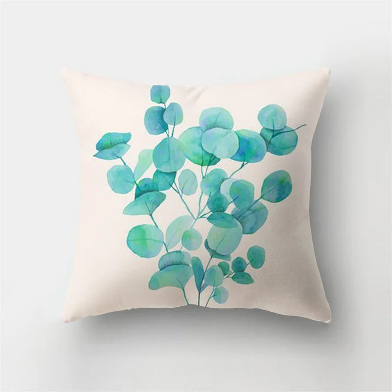 Decorbites™ Reh-Tier Kurz-Plüsch-Kissenbezug mit natürlichen Blättern und Blumen
