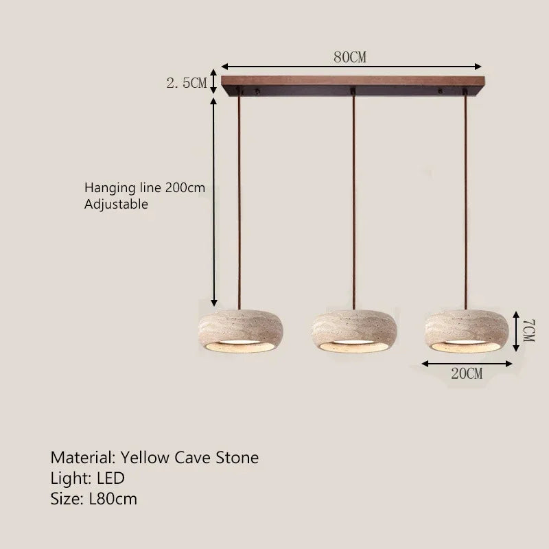 Wabi-Sabi Round Travertine Stone Pendant Light
