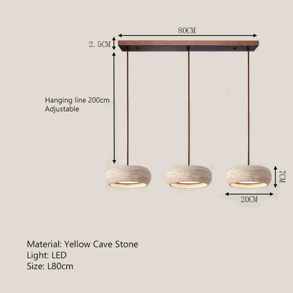Wabi-Sabi Round Travertine Stone Pendant Light