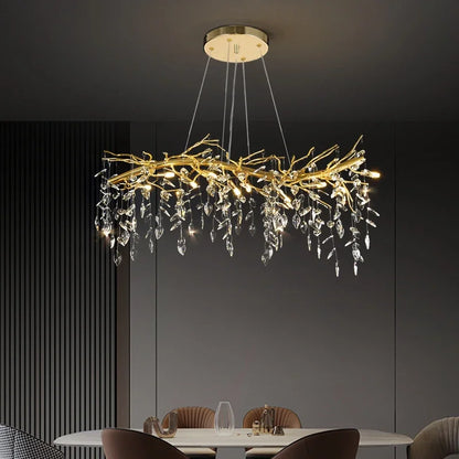Decorbites™ Goldener Ast-Deckenkronleuchter aus Kristall – Luxuriöse Innenbeleuchtung