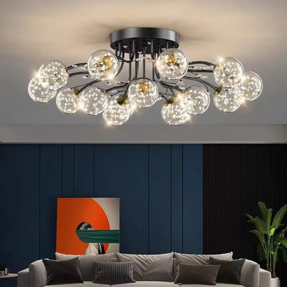 Decorbites™ Glas-Blase-Kugel-Kristall-LED-Deckenleuchte – Schwarzgoldene Ästhetik-Dekoration