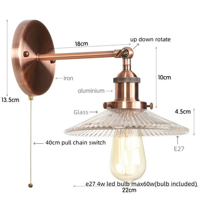 DecorBites™ Industrial Loft LED Wall Lights for Bedroom, Plug In Stairs Lamp