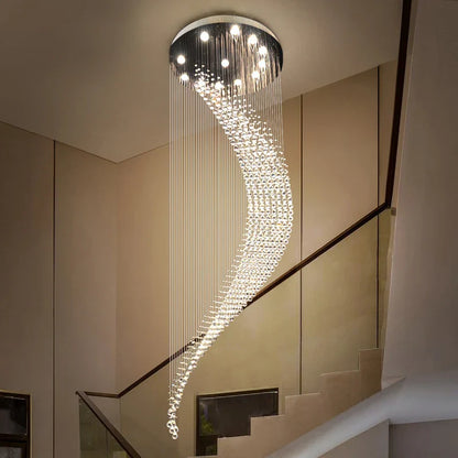 DecorBites™ Crystal Ball Spiral Chandelier: Luxury LED Hanging Light Fixture