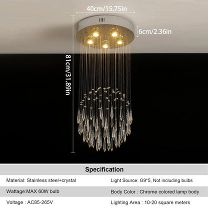 DecorBites™ Crystal Ring Pendant Chandelier: Modern Ceiling Light for Living & Dining Room