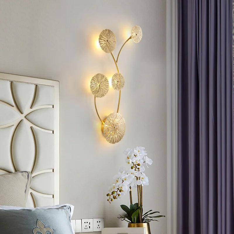 Gold Copper Floral 6-Head Dining Wall Sconce