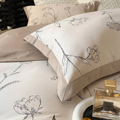 Decorbites™-Ägyptische-Baumwoll-Bettwäsche-Set: Queen King Ru Größe Druck D Duvet Cover Sheet Kissenbezug