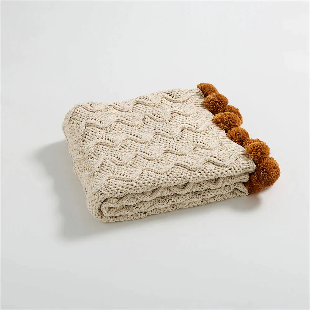 Decorbites™ Elegante Chenille-Pompom-Wurfbettdecke